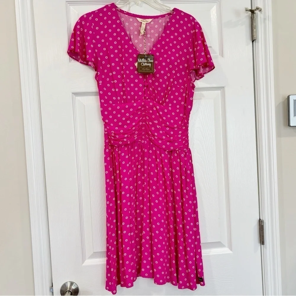 Matilda Jane Fuchsia Pink Polka Dot Fit-and-Flare Dress